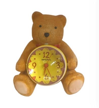 Miniature Clock Teddy Holding Glass Clock IMP425(AL) - CLEARANCE NEEDS RE-BATTERY