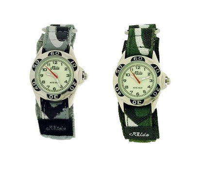 Relda Chilrens Boy Nite-Glo Luminous Dial Camouflage Army Easy Fasten Watch Available Multiple Colour  - CLEARANCE NEEDS RE-BATTERY