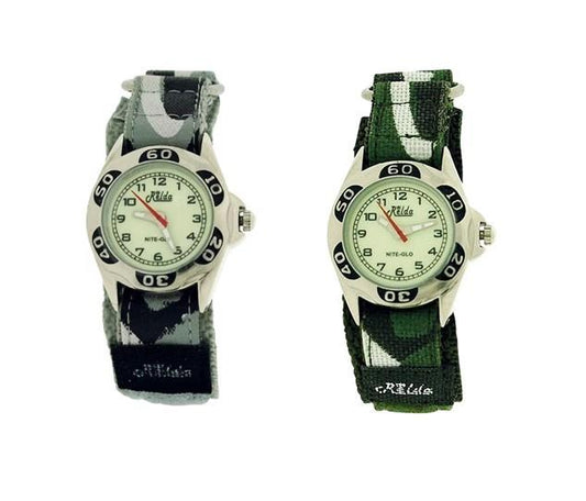 Relda Childrens Boy Nite-Glo Luminous Dial Camouflage Army Easy Fasten Watch Available Multiple Colour