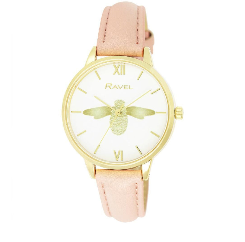 Ravel Ladies Bumble Bee Design Dial With Leather Strap Watch RF007 Available Multiple Colour