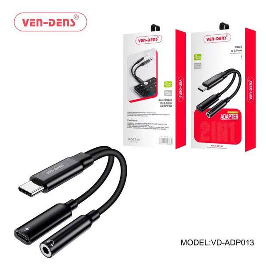 Ven-Dens USB C to 3.5mm Headphone Adapter and Charger