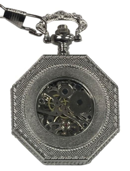 Mens & Ladies Mechanical Hand Winding Half Hunter Steampunk Silver Pocket Watch