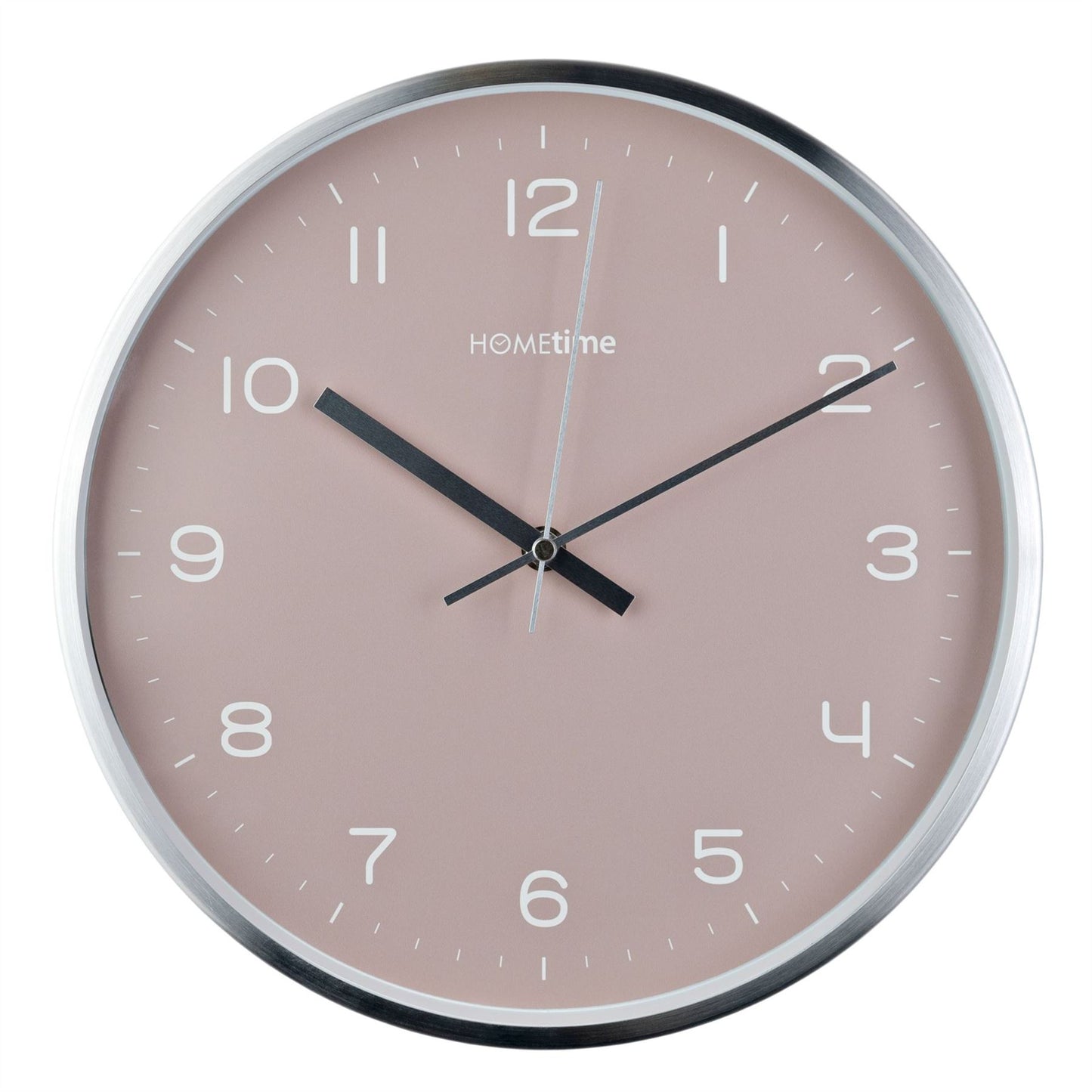 Hometime Round Metal Wall Clock 12" - Silver with Blush Dial