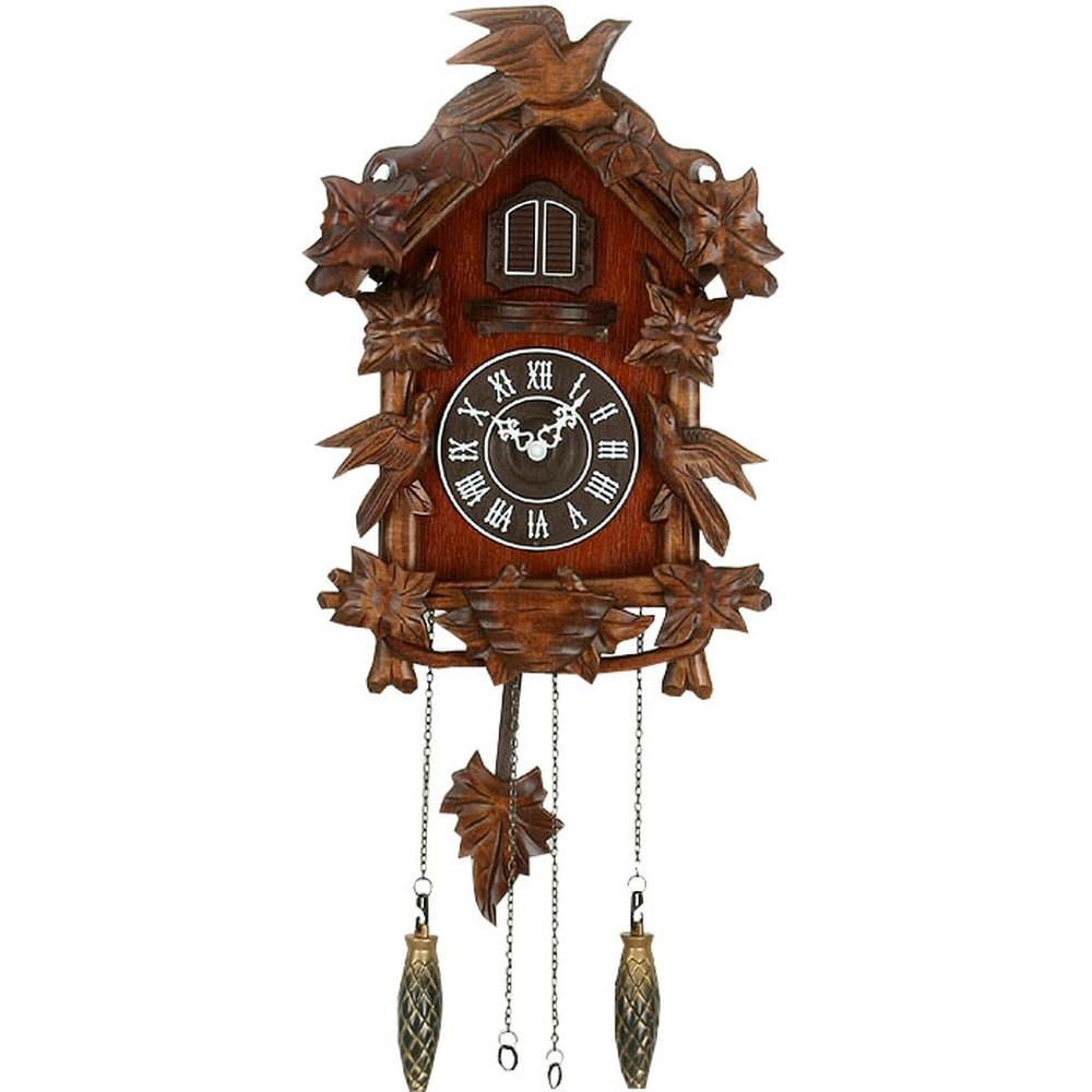 William Widdop Qtz Cuckoo Clock Bird on Top Wooden Case - Large