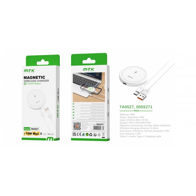 TA0527 15W Magnetic Wireless Charger, ABS+PC, White