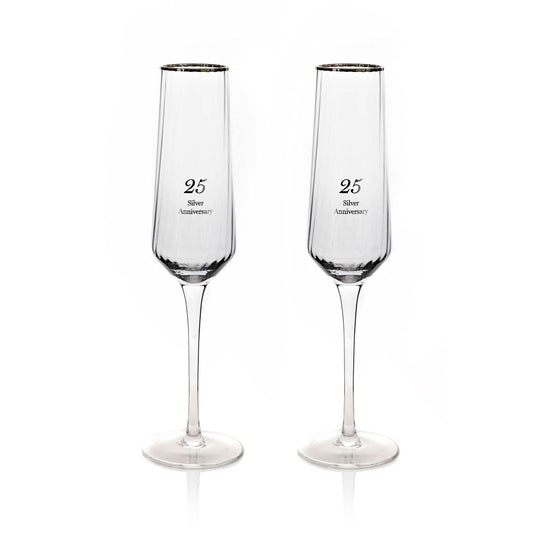 Amore Set of 2 Flute Glasses - 25th Anniversary