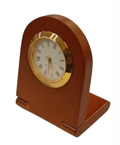 Imperial Desk Clock with Wood Matt Brown Gold Trim Ball Pen IMP69 Clock Gift Set - CLEARANCE NEEDS RE-BATTERY & Refill