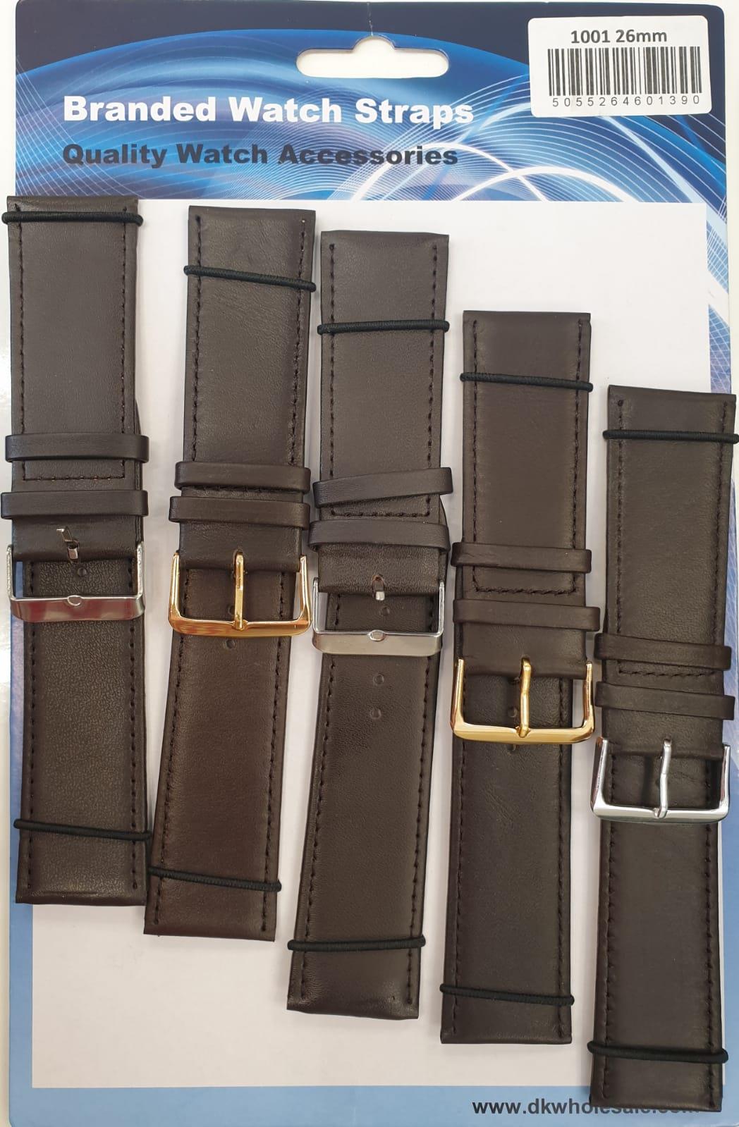 Brown Leather Watch Straps Pk10 available sizes 6mm - 24mm 1001BR