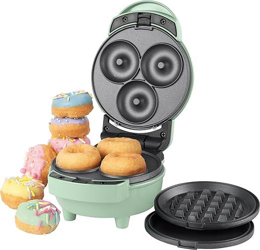 Giles & Posner 3 in 1 Mini-Bites Maker - Non-Stick Cooking Plates, Doughnut, Waffle, and Pancake Maker