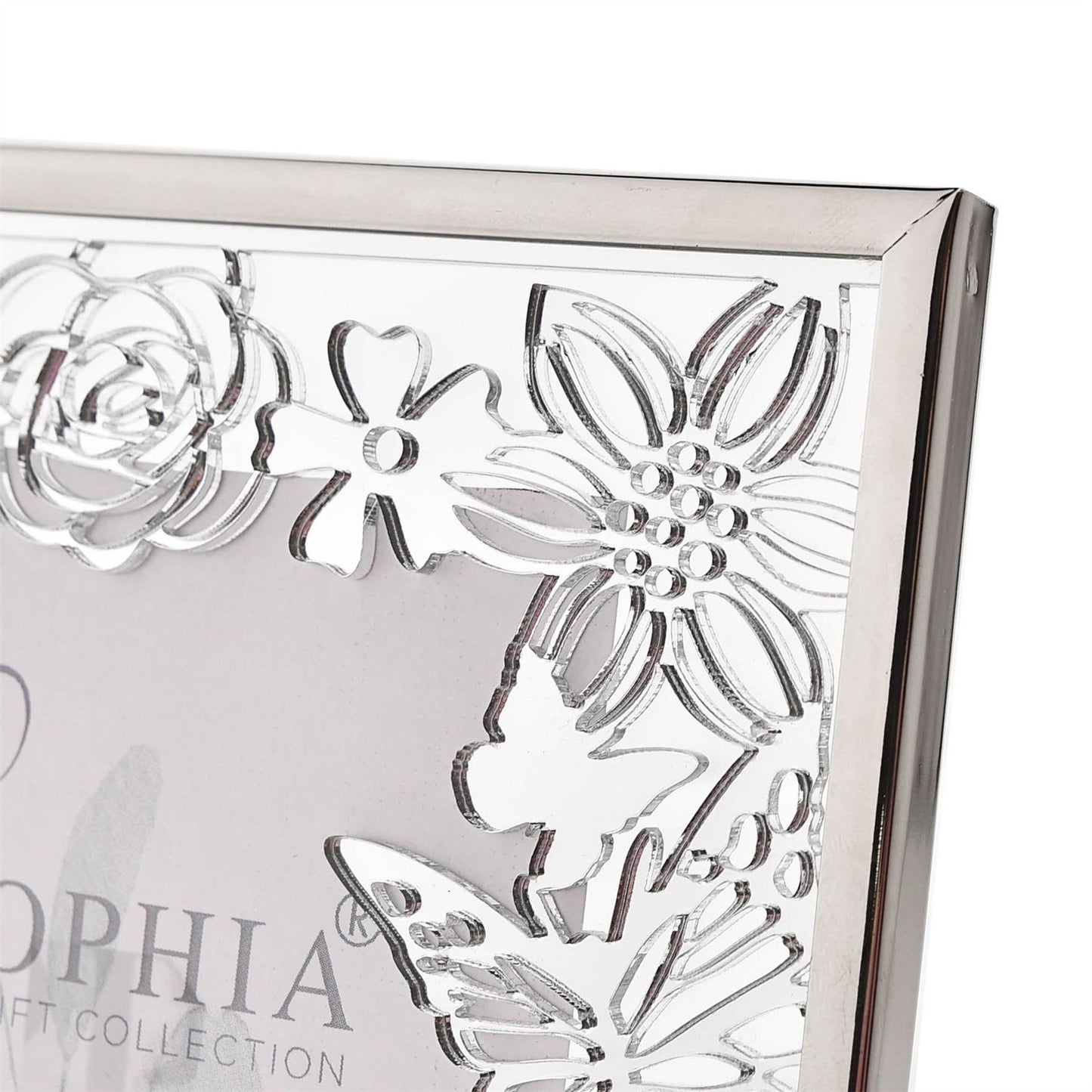 Sophia Mirrored Floral Pattern Photo Frame 4" x 6"