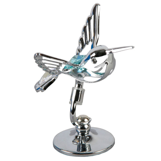 Crystocraft Chrome Plated Hummingbird Ornament With Crystal