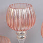 Set of 3 Pink Glass Goblet Style Candle Holders