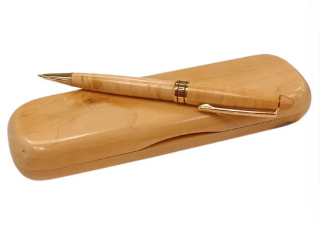 Imperial Wooden Light Brown Gold Trim Ballpoint Pen Gift Set With Handmade Wooden Box IMP355M  - CLEARANCE MIGHT NEEDS RE-REFILL