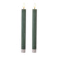 Set of 2 LED Wax Taper Candles Sage 24cm