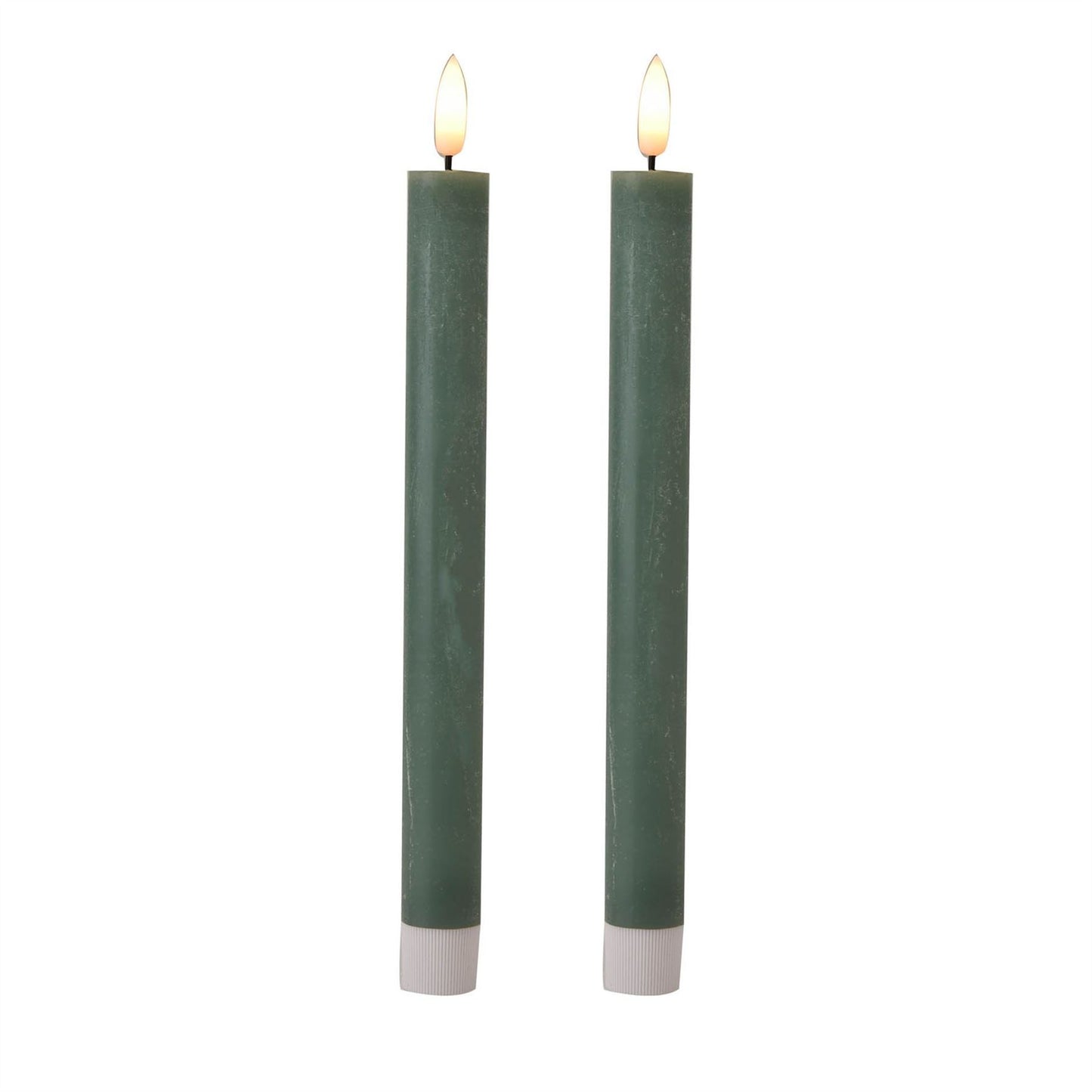 Set of 2 LED Wax Taper Candles Sage 24cm