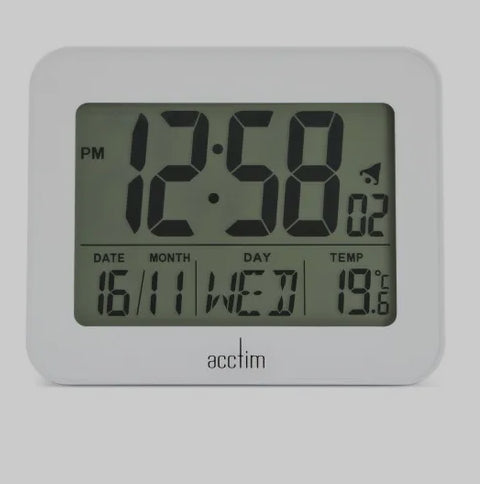 Acctim Otto Superbrite Digital Bedside Alarm Clock WHITE