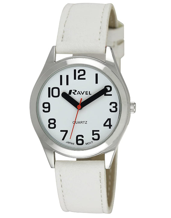 Ravel Mens Basic Classic Bold Easy Read Leather Strap Watch R0125G Available Multiple Colour