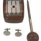 Miniature Car Gear Stick Knob, Cufflinks & Pen Desk Gift Set Solid Matt wood IMP421-RW  - CLEARANCE MIGHT NEEDS RE-REFILL