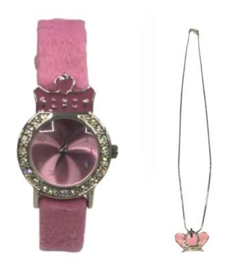 Children Girls Pink Princess Tiara Crown Wallet, Necklace Gift Set Watch PH16636  - CLEARANCE NEEDS RE-BATTERY