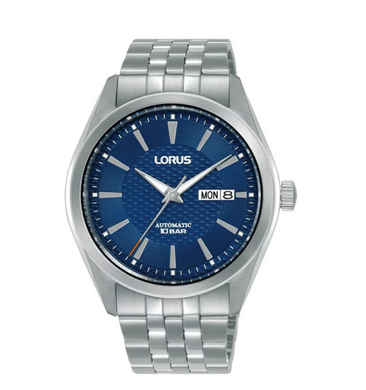 Lorus Mens  Embossed Elegant Sports 42mm Automatic Blue Watch