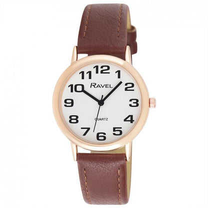 Ravel Mens Basic Leather Strap Watch R0105G Available Multiple Colour