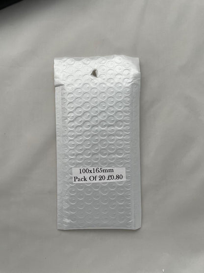 Quality Padded Bubble Envelope in White 100x165mm (QTY 20)