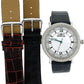 Invicta Mens White Dial Dark Blue/Black/Red Leather Straps Watch 0065 NEEDS BATTERIES