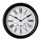 Hometime Black Wall Clock With Sound Controlled LED Light Roman Dial 35.5cm