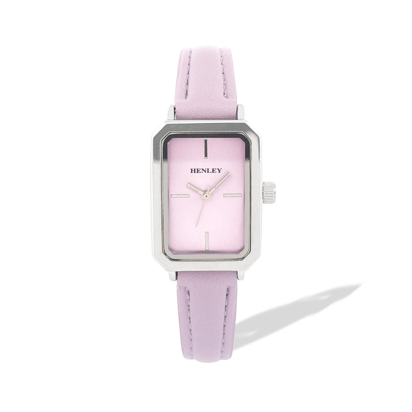 Henley Womens Mnimal Rectangular Leatherette Fashion Watch - Purple/Green/Pink/White
