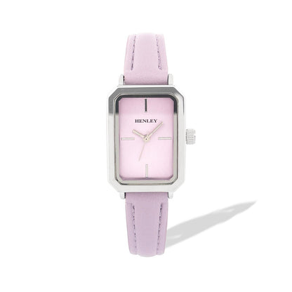 Henley Womens Mnimal Rectangular Leatherette Fashion Watch - Purple/Green/Pink/White