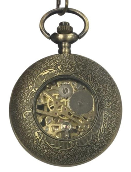 Mens & Ladies Mechanical Hand Winding Half Hunter Steampunk Bronze Pocket Watch