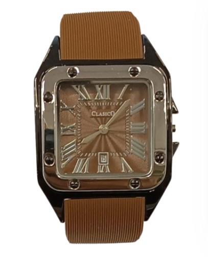 Clasico Ladies Dated Water Resistant Square Dial Rubber Strap Watch Available Multiple colour