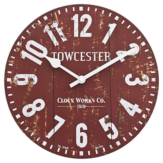 Acctim Falmouth Baked Cherry 30cm Red Wood Wall Clock 24814