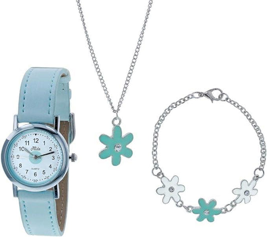 Relda Kids Jewellery & Watch, Necklace & Bracelet Gift Set For Girls REL25 - CLEARANCE NEEDS RE-BATTERY