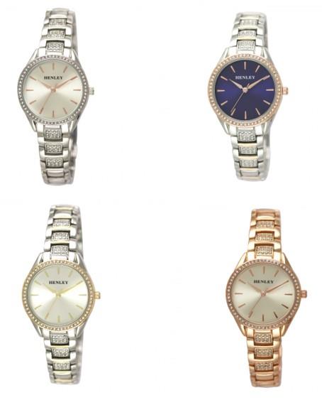 Henley Ladies Sports Dress Bling Dial & Bracelet Watch H07317 Available Multiple Colour