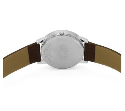 Limit Mens Basic Dated Black Dial Brown Leather Strap Watch 5744