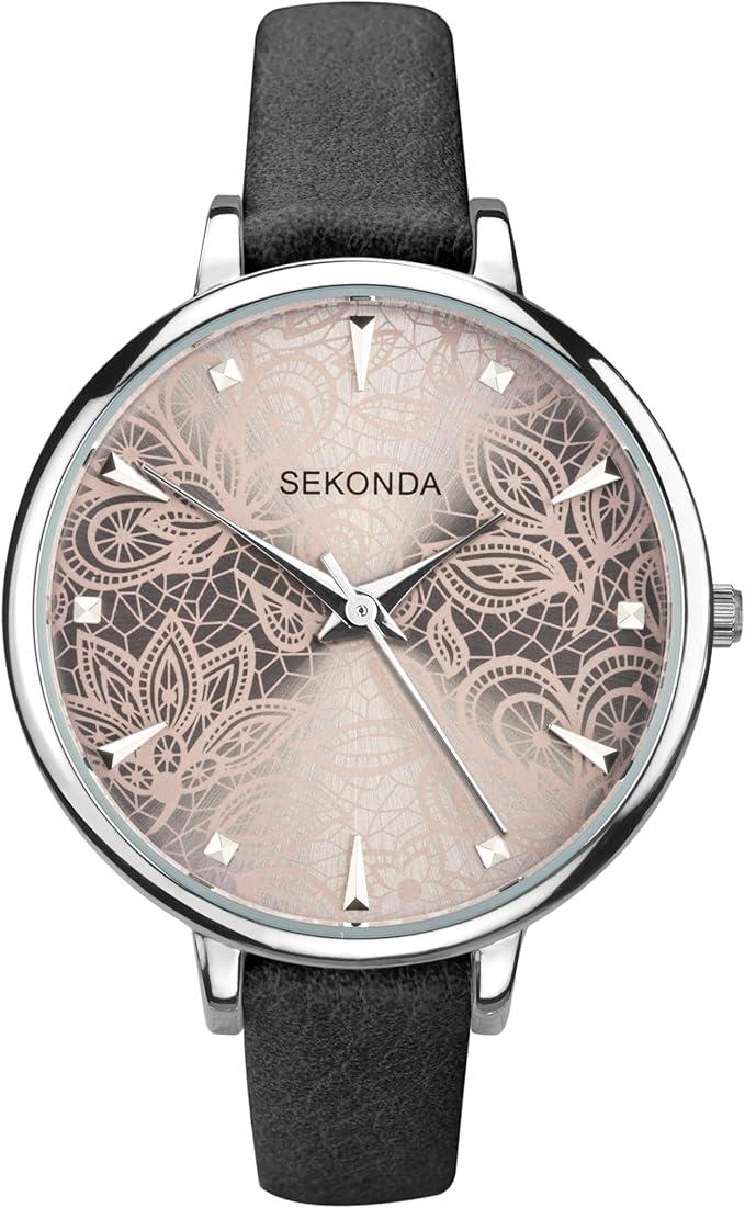 Sekonda Ladies 37mm Grey Lace Patterned Dial Watch