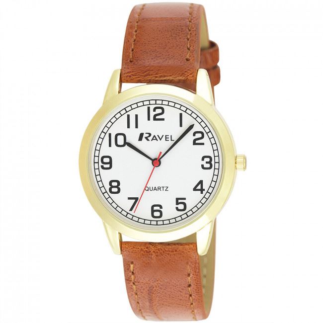 Ravel Mens Basic Classic Leather Strap Watch R0132GC Available Multiple Colour