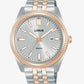 Lorus Mens Basic Fashion Date Grey Sunray Dial Two tone Rose gold and Silver Stainless Steel Bracelet Watch RH974QX9