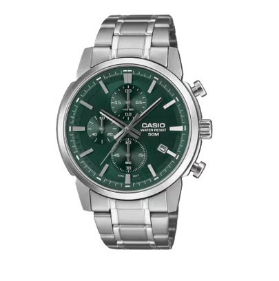 Casio Mens Green Dial Chronograph Watch