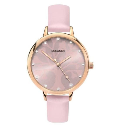 Sekonda Ladies Pink Bling Dial Leather Watch 2650