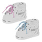 Bambino Silver Plated Baby Bootie Money Box Pink & Blue Lace