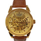 NY London Mens Automatic Dial Analogue Gold/Brown Leather Strap Watch