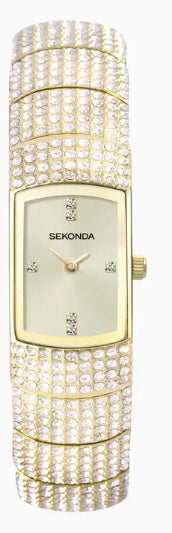 Sekonda Seksy Ladies Bling Gold Case & Alloy Bracelet with Champagne Dial Watch 40468