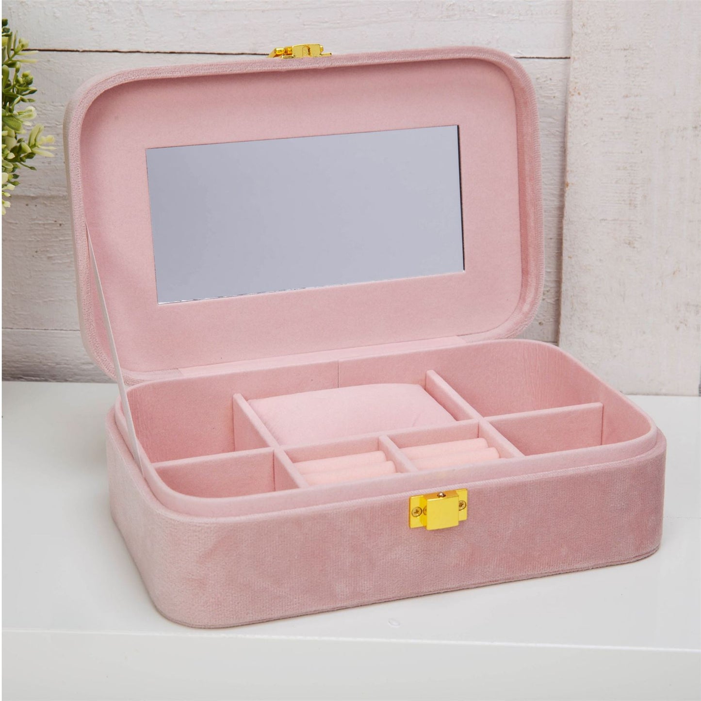 Amore Pink Velvet Jewellery Box "Beautiful Bride"