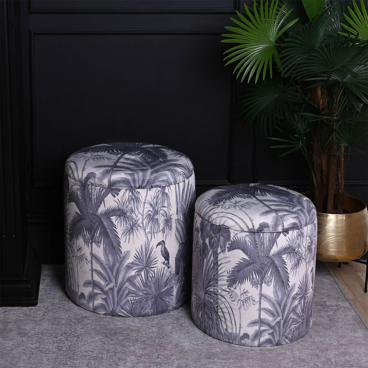 Hestia Set of 2 Printed Storage Pouffes