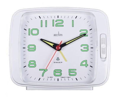 Acctim Ada Luminous tipped hands and numbers with Snooze White Alarm Clock 15702