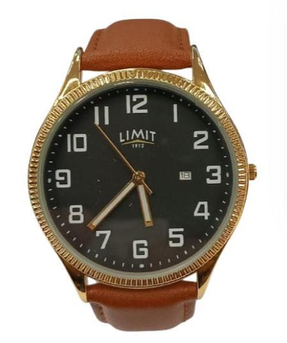 Limit Mens Fashion Dated Black Dial Brown Leather Straps  Watch 5797