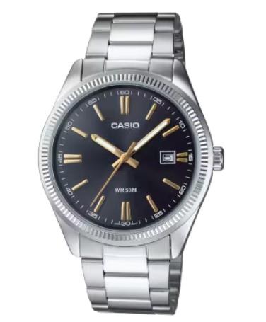 Casio Mens Basic Fashion Dated Black Dial Stainless Steel Bracelet Watch