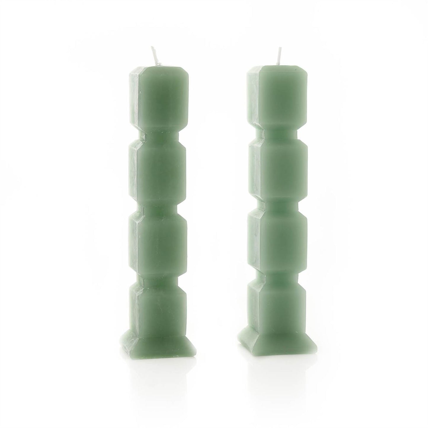 Set of 2 Cube Candles Sage 20cm